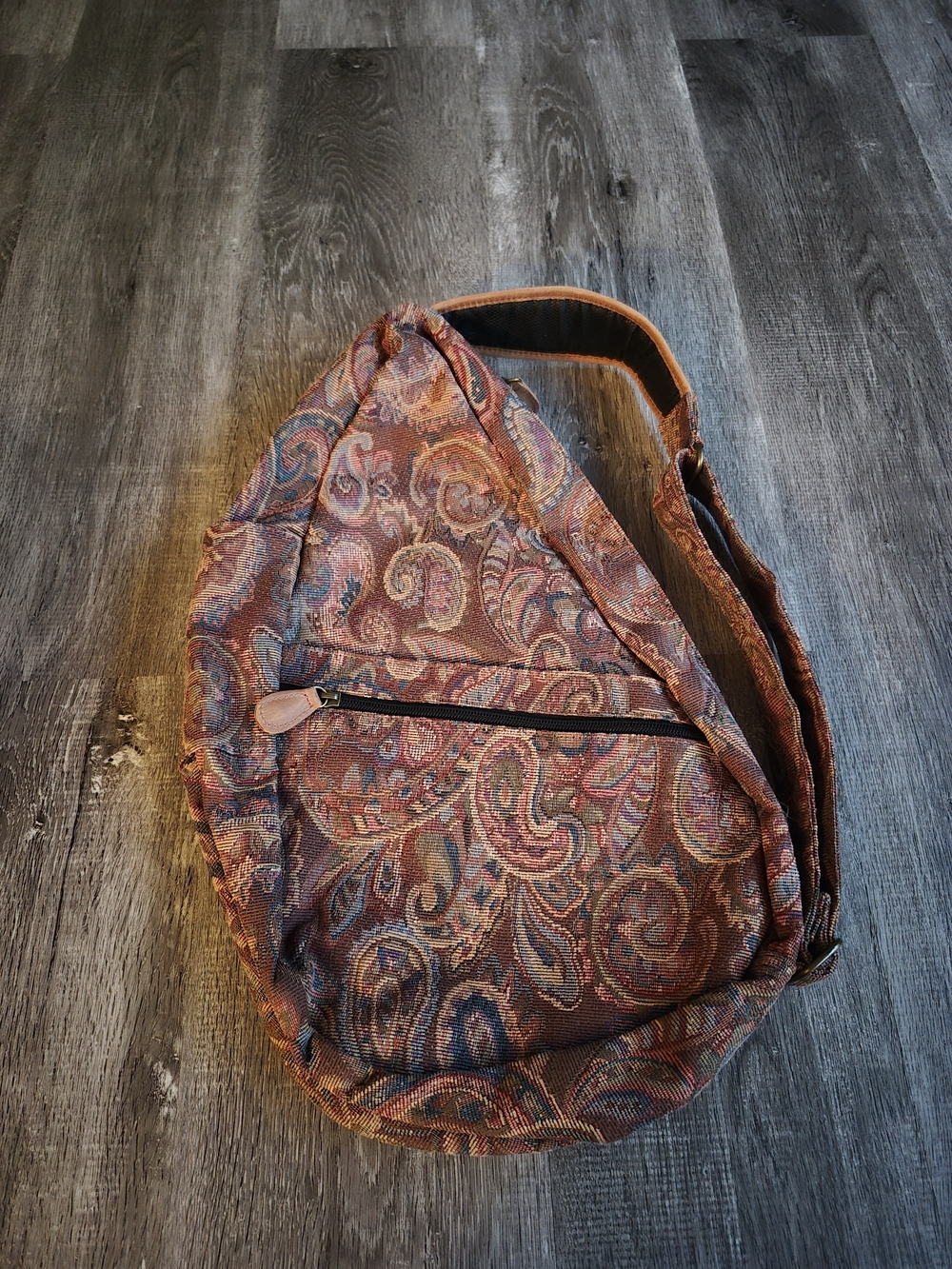 L.L. Bean Paisley Sling Bag in Rust and Brown